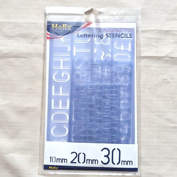 Helix 3 Assorted Size Lettering Stencils 10mm, 20mm, 30mm - Picture 3 of 6
